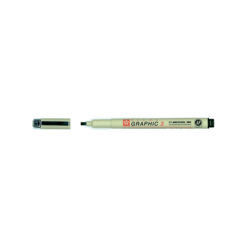 SAKURA graphic pen PIGMA GRAPHIC 3, permanent ink, black, 3.0 mm